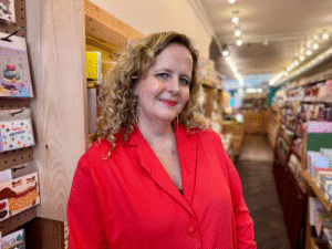 Catherine Choi, the co-owner of Hanji Gifts, is shown smiling